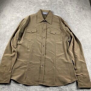 Lavana USA Dress Shirt Snap Buttons Mens XL Brown Long Sleeve